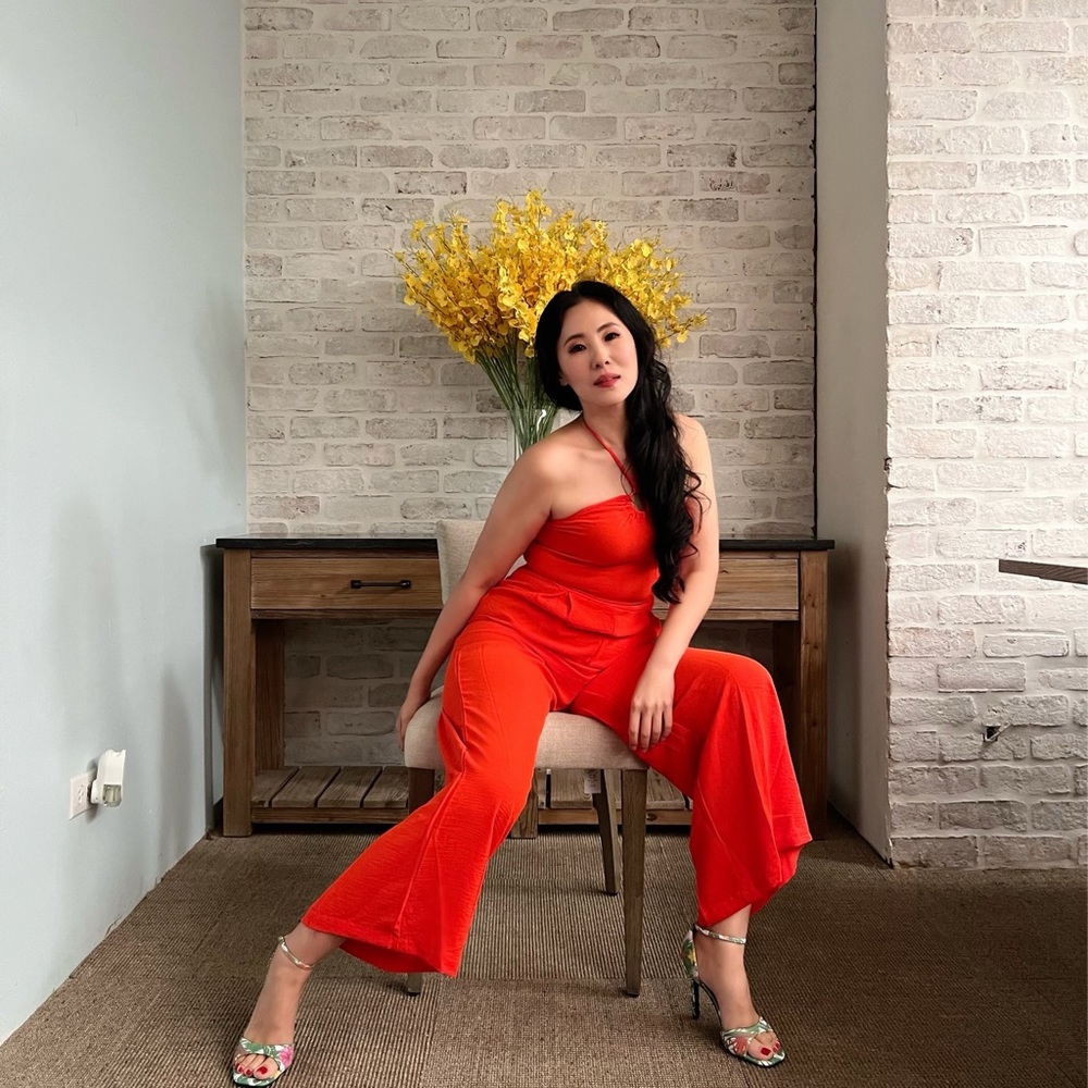 SHEIN Unity Tie Backless Wide Leg Halter Jumpsuit